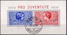 1937 P. Juventute Block Nr. J83l/84l BERN 31.V.38, Letzttag!