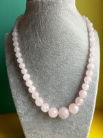 Rosenquarz Kette, facettierte Perlen