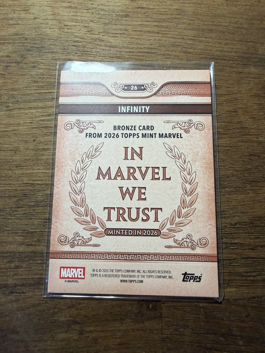 Topps Carte collezionabili: 2026 Topps Marvel Mint Infinity Bronze Card – Nuovo (secondo la descrizione) da Goldach venduto da pipinio 1