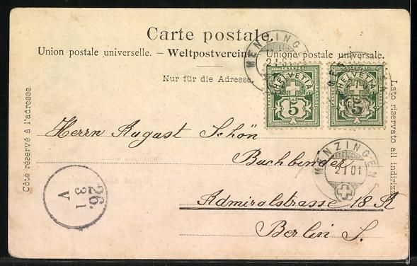 Cartoline postali: Menzingen, Dorfeingang westl., Post, Str – Usato da Berlin venduto da bartko-reher 1