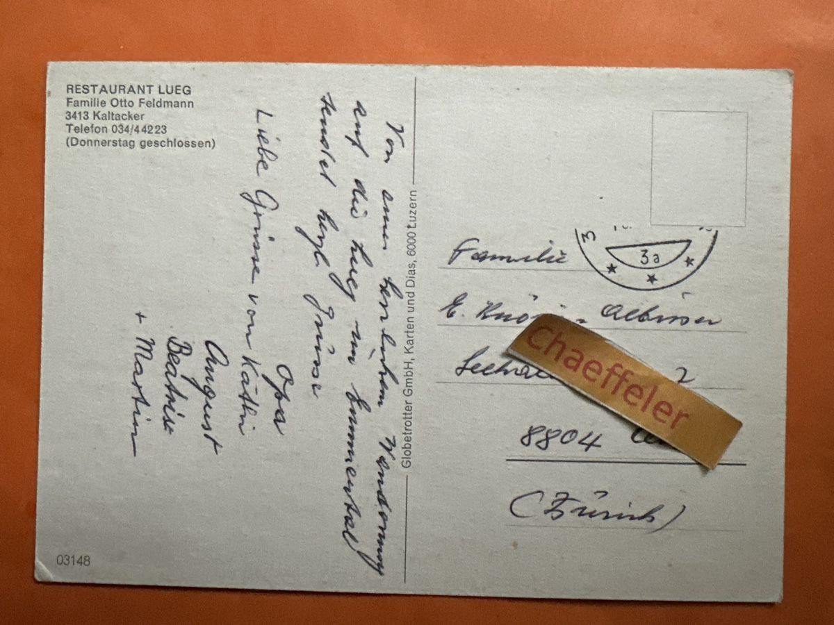 Cartoline postali: Restaurant Lueg Emmental – Usato da Zürich venduto da Chaeffeler 1