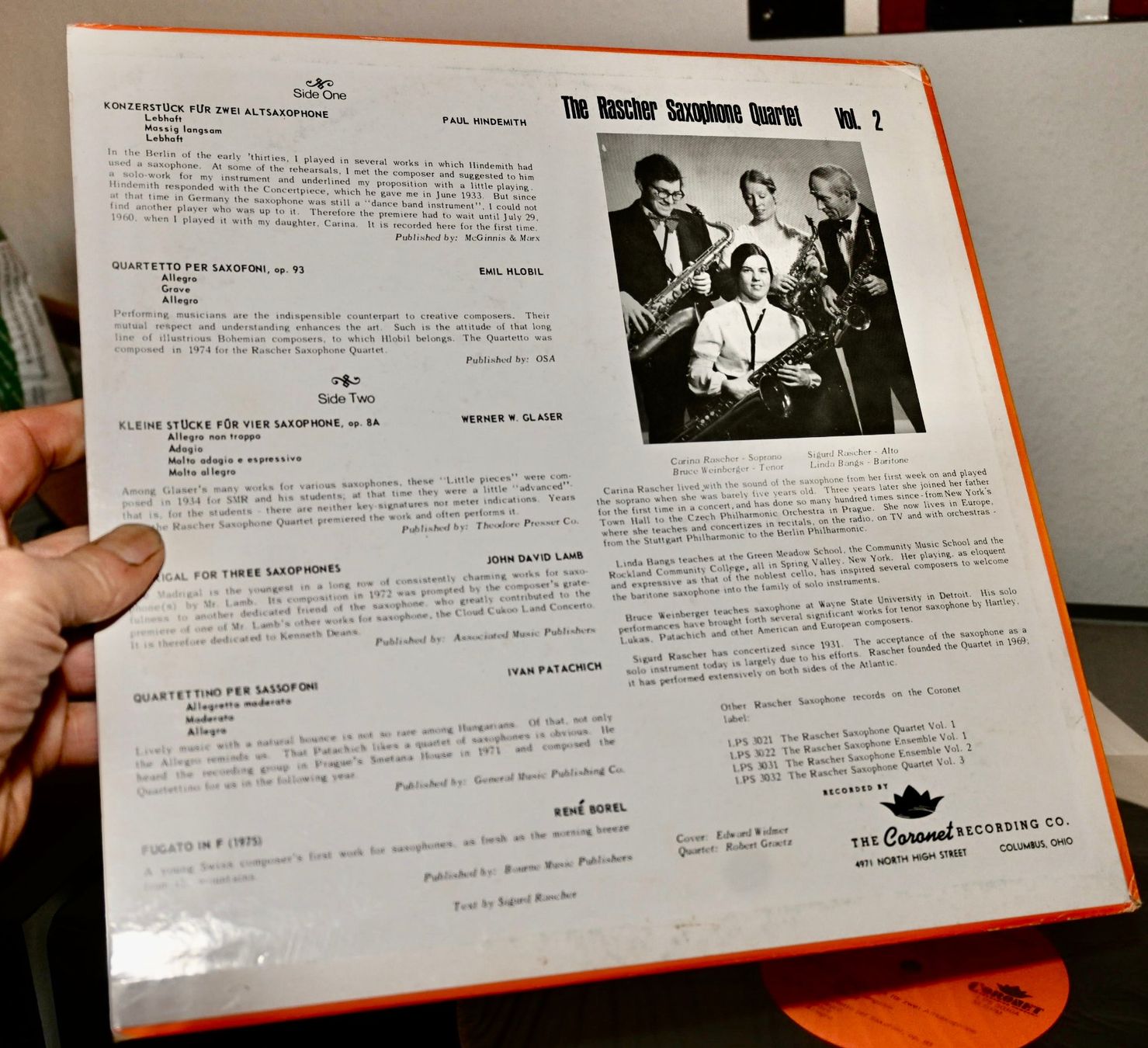 Dischi in vinile: The Rascher Saxophone Quartet - Volume Two US 75 VG+ /Mint- – Usato da Pfaffhausen venduto da mono_rec 1