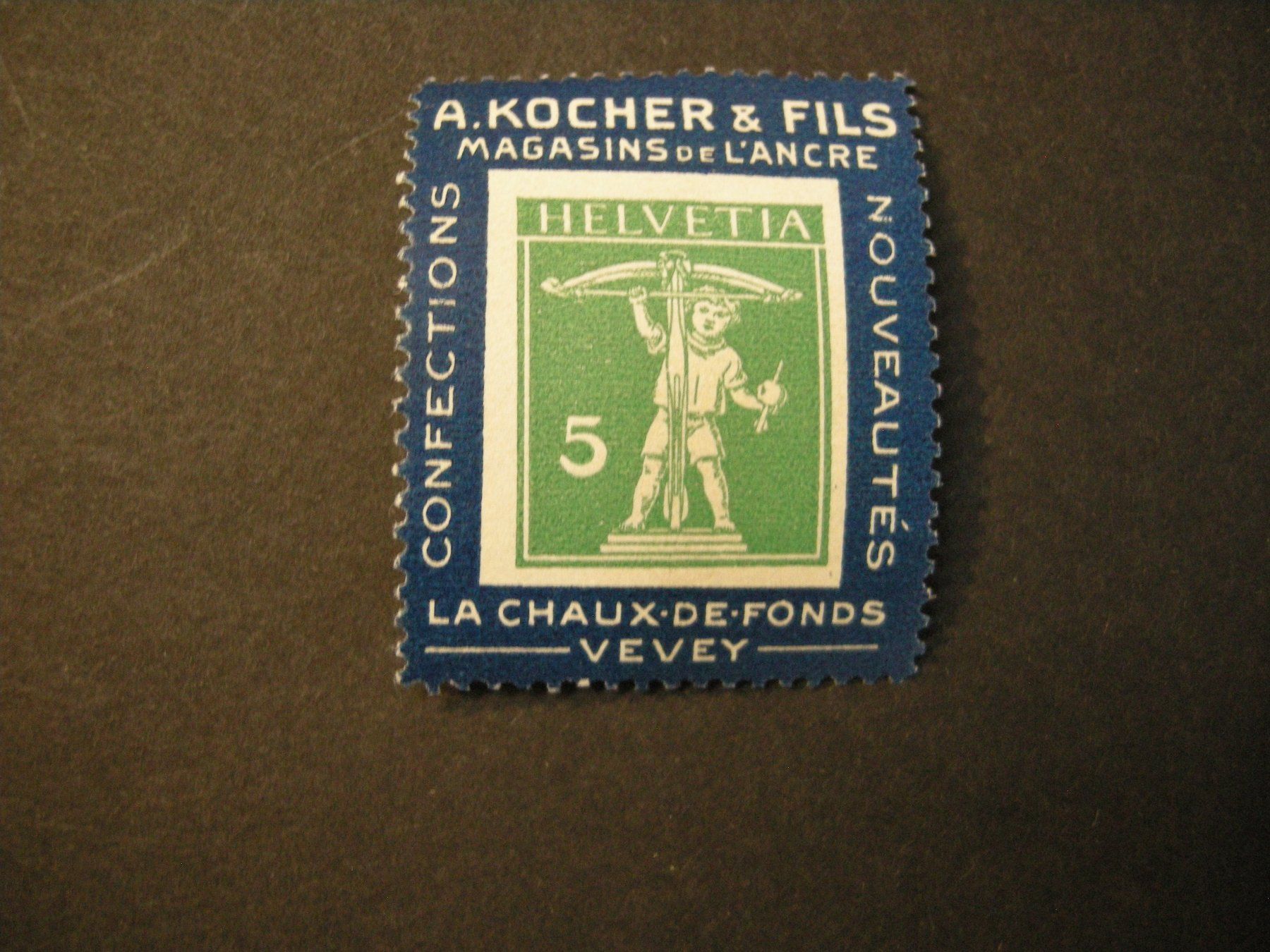Tutti i francobolli: KOCHERMARKE JUNI 1909, TYPE 1, 2B BLAU, POSTFRISCH – Usato da Rüti ZH venduto da jupi1945