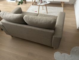 Sofa 2-Sitzer hellbeige Stoff guter Zustand