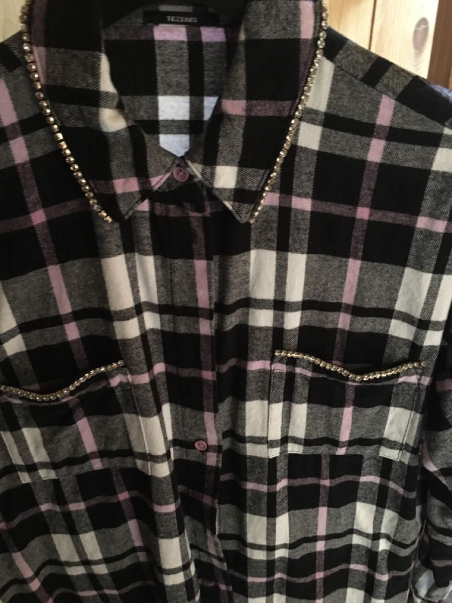 : Karierte Bluse mit Strass Gr. 40 , Top Zustand – Usato da Lauenen b. Gstaad venduto da Li-A8gut