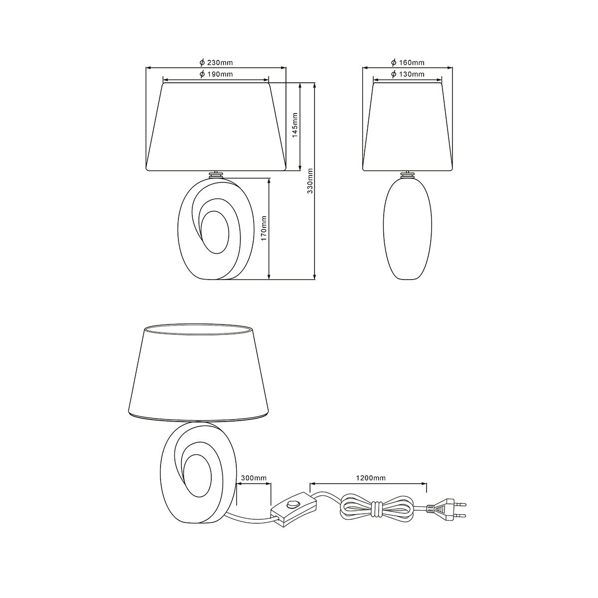 Lampade: Tischleuchte, Keramik, Stoff, 33 cm Höhe – Nuovo (secondo la descrizione) da Kreuzlingen venduto da Smart-Light 1