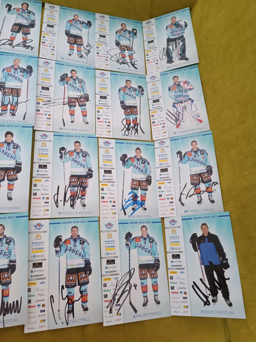 Autografi: 24x Rapperswil-Lakers 2010/2011 - handsigniert – Usato da Menziken venduto da Artographs 2