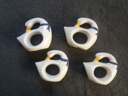 4x Ronds de Serviette en forme de Cygne (porcelaine)