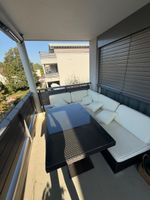 Balkon Sitzgruppe mit Tisch und Polstern Polyrattan braun
