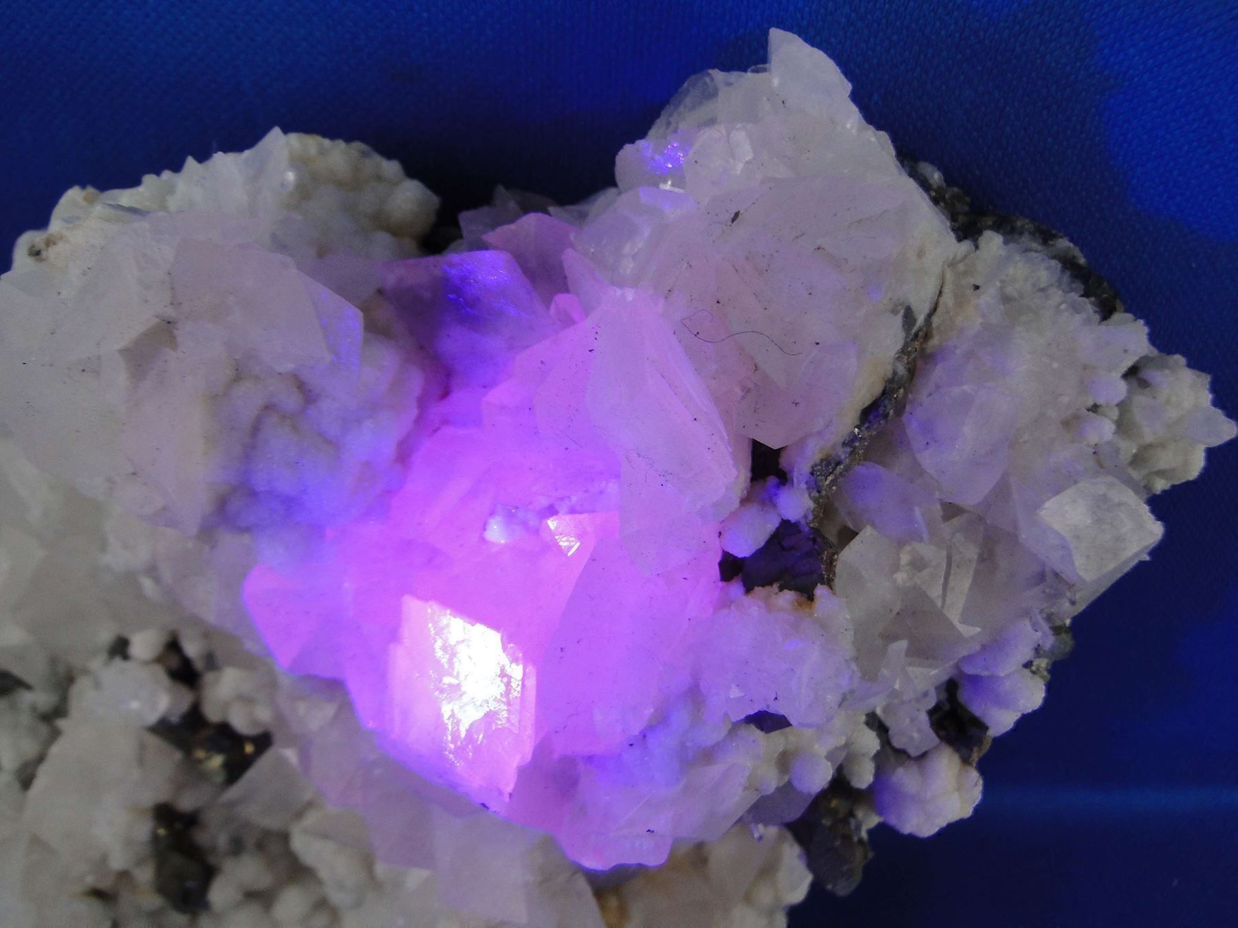 Minerali & Pietre curative: Calcit (UV-Pink) mit Arsenopyrit – Usato da Schinznach Bad venduto da Demerald 8