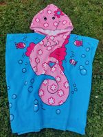 Poncho serviette fille 🐠 motif hippocampe rose & fleurs été