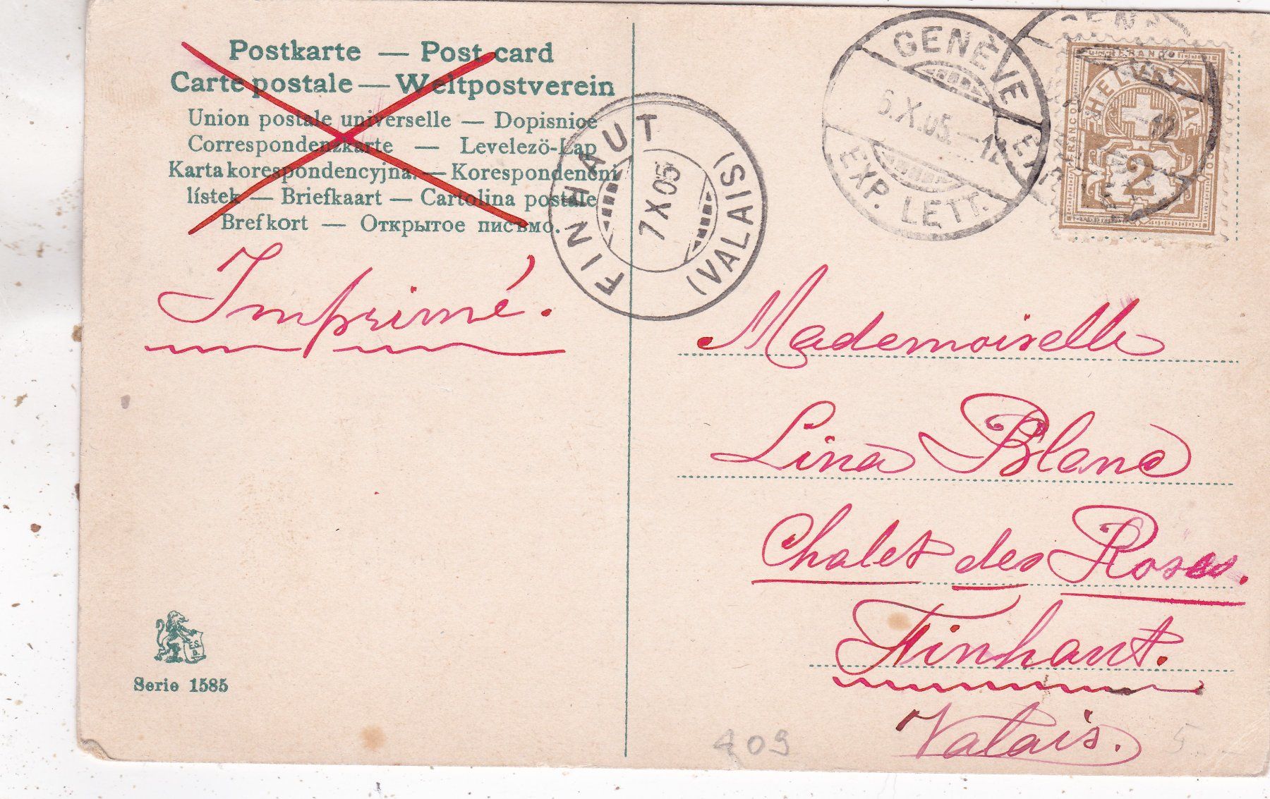Cartoline postali: Kitsch Paar 1905 – Usato da Herisau venduto da Lisegrat2008 1