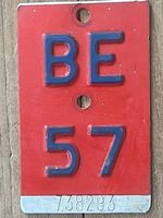 BE 57 - VELONUMMER - FAHRRADSCHILD - PLAQUE DE VELO - BE 57