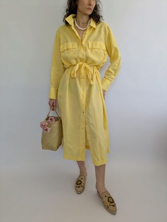 Manor Gelbes Leinen-Mix-kleid Gr. 40