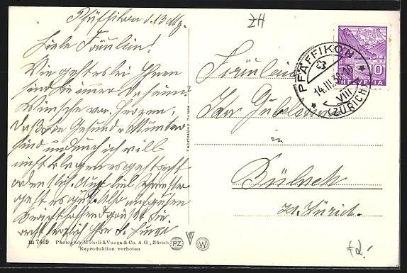 Cartoline postali: Pfäffikon /Zch., Ortsansicht aus der Vo – Usato da Berlin venduto da bartko-reher 1