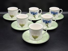 Seltenes 6-teilig Villeroy &Boch Flora Tassen Untertassenset