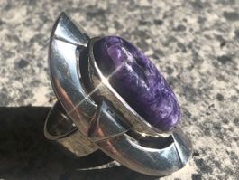 CHAROIT  Cabochon in Silber Ring !!! Grösse : 56