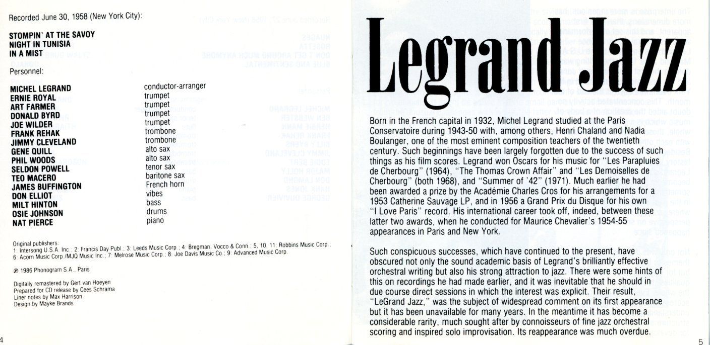 CD: CD - MICHEL LEGRAND Legrand Jazz – Nuovo (secondo la descrizione) da Morges venduto da evnocha3 5