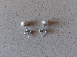 Perlen Ohrstecker, Silber rhodiniert 925