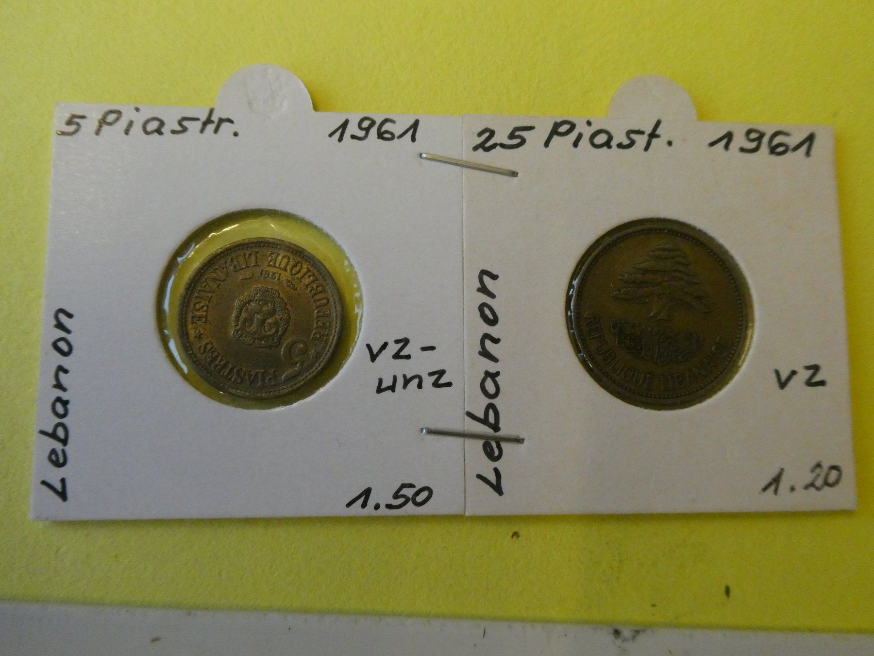 Tutti le monete: Libanon 1961, Set 2 alte Münzen – Usato da Hinterforst venduto da Rohusri