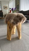 Wooden stool chair pouf with the hair parfait était