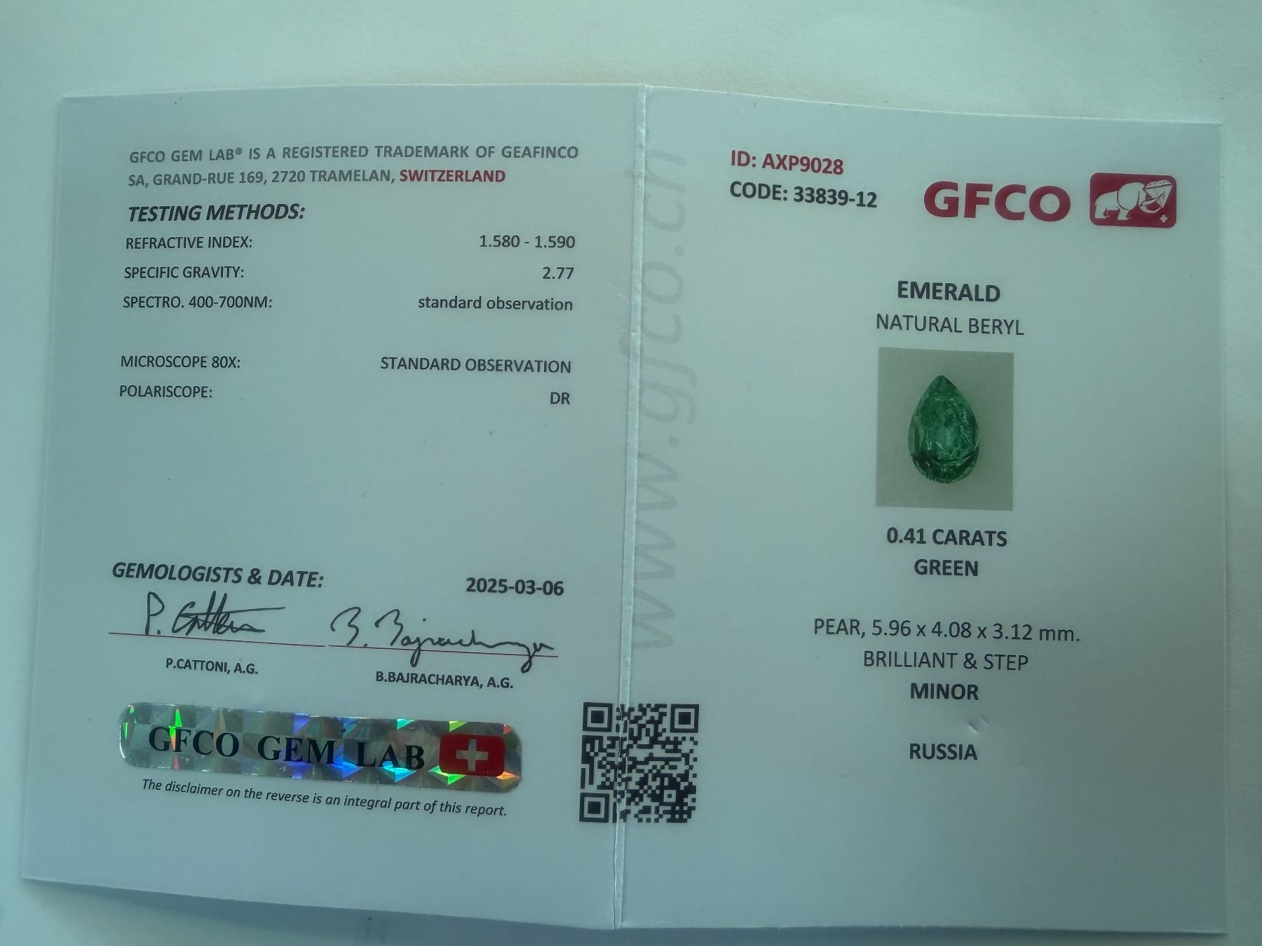 Edelsteine: SMARAGD Tropfen   0.41cts  Ural / Sibirien – Neu (gemäss Beschreibung) aus Seftigen von tigers12 8
