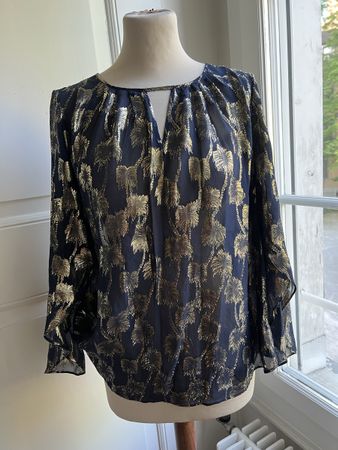 Lilly Pulitzer Bluse, Gr. M, anthrazit mit goldenen🌴