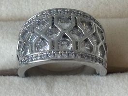 Luxus Elegante Gr: 19/9  Ring Farbe:Silber Zirkonia