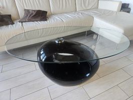 Couchtisch Glas rund schwarzer Fuss guter Zustand