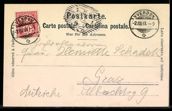 Cartoline postali: Echallens, Vue générale, église et ma – Usato da Berlin venduto da bartko-reher 1