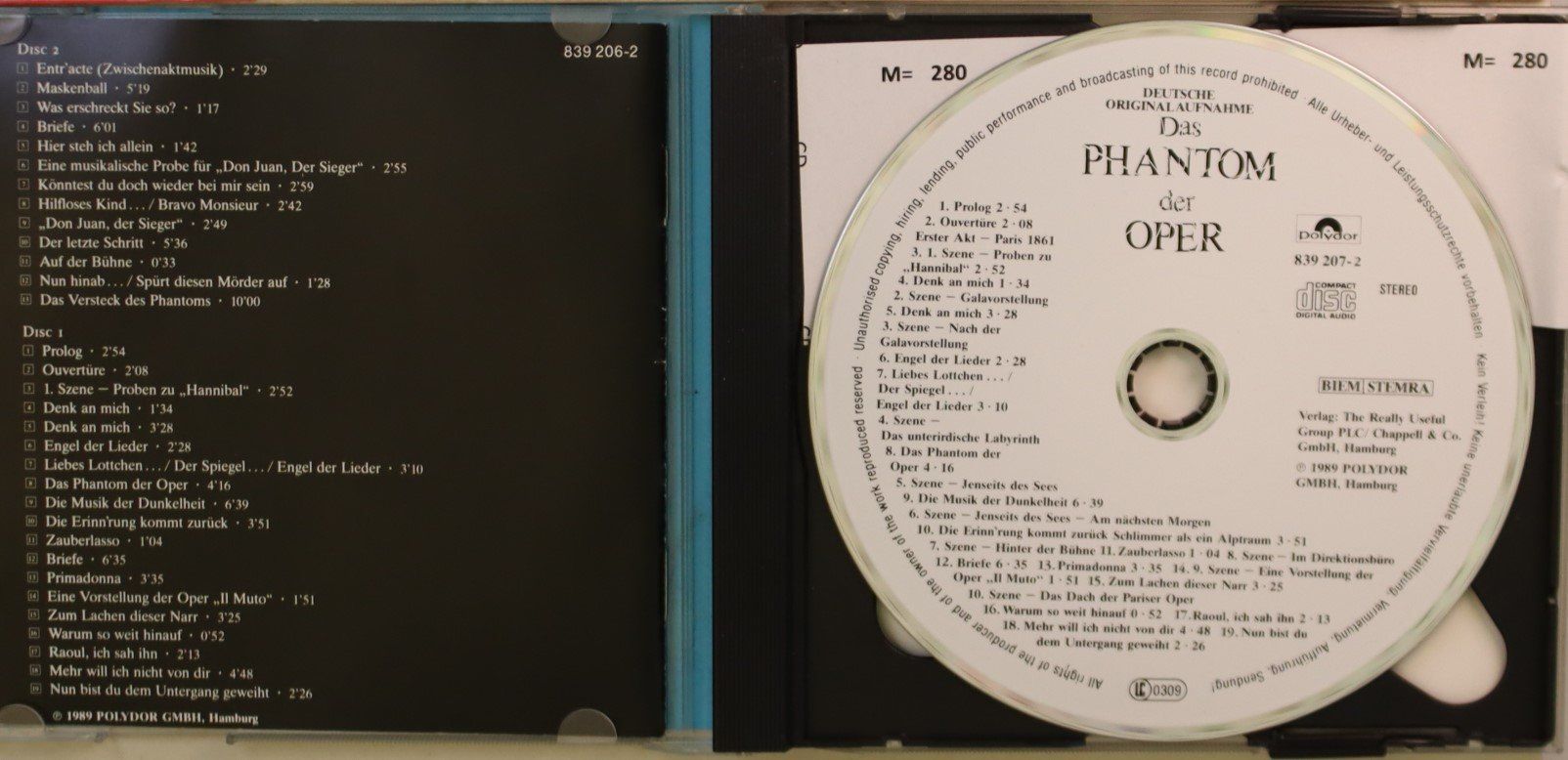 CD: Andrew Lloyd Webber – Das Phantom Der Oper – Usato da Luzern venduto da CONTENTI 1