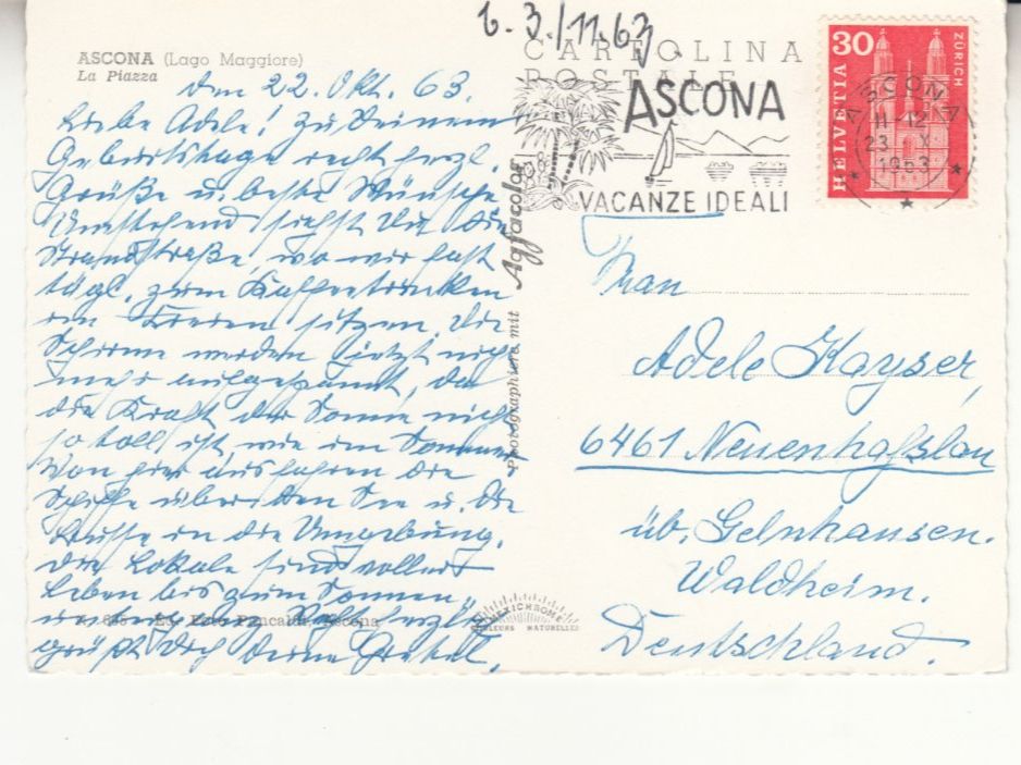 Cartes postales: Ascona 1963 – D'occasion à Bürglen TG par StampGraf 1