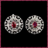 ♛ Filigrane Rubin Ohrringe 925 Silber