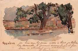 Genève, lithographie, circulée 1905