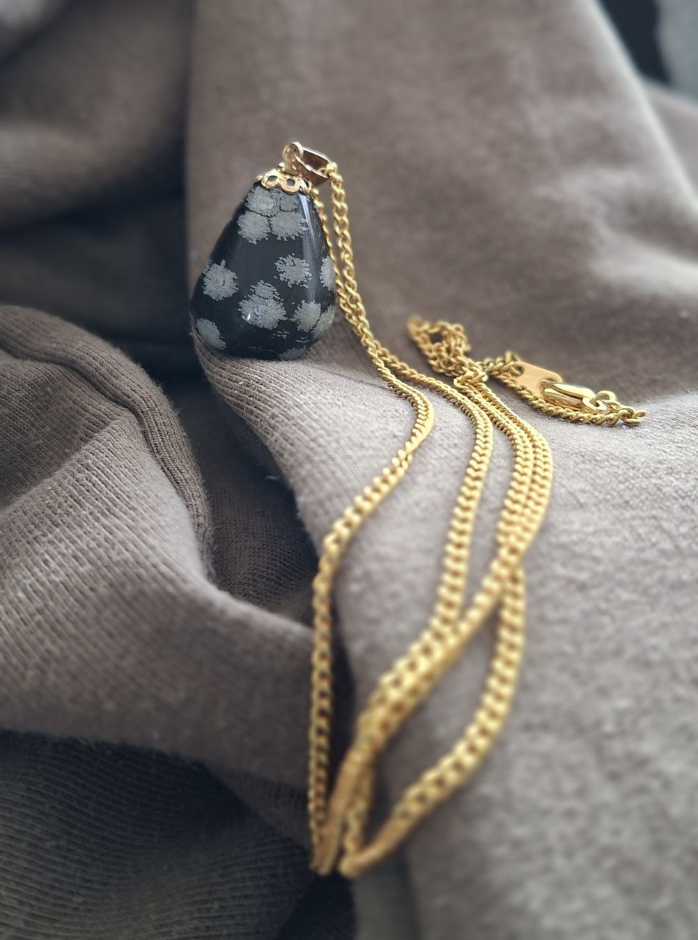 Ketten: Schöne Schneeflocken-Obsidian-Kette – Gebraucht aus Riehen von Steinbock1970