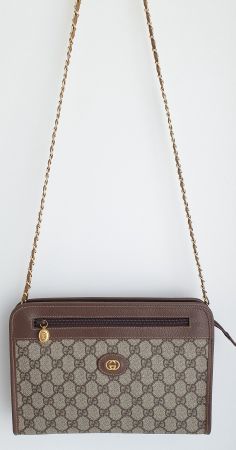 Gucci Vintage Clutch/Crossbody Tasche Leder Braun