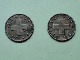 2x  1 Rappen  1949 + 1955