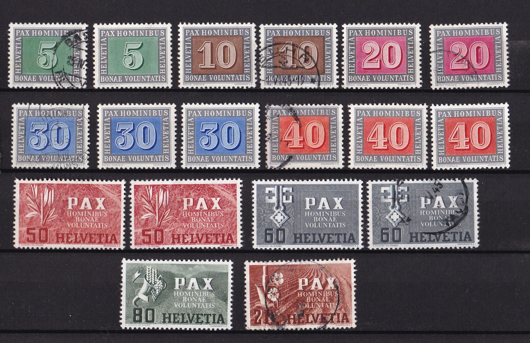 Alle Briefmarken: CH Briefmarken Lot "PAX" 1945 – Gebraucht aus Münchwilen AG von Nesar