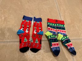 2 Paar neue süsse Weihnachtssocken 4-6J