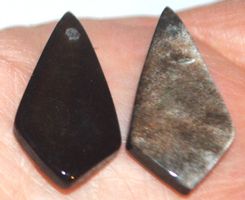Anhänger Set gelocht L-6885 – 1 Paar Silber Obsidian ca. je