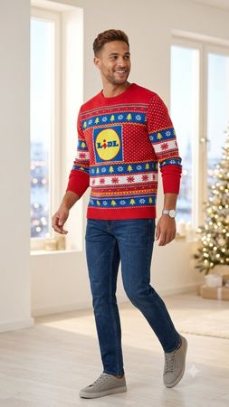 Herren Weihnachtspullover Lidl Grösse L rot Christmas