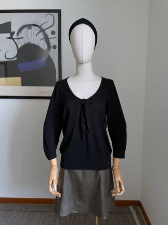 Tom Tailor Maglia con nodo, Nero, XS