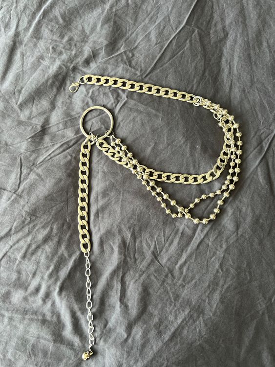 Flache Goldfarbene Eisenkette – 119,4 Cm Lang – Als Gürtelkette, Crossbody-Kette Oder Layering-Schmuck, Vielseitig Stylbar