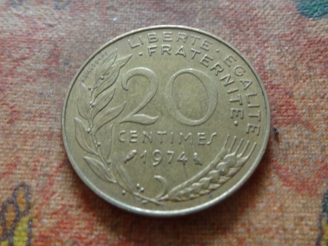 Tutti le monete: FRANCE  20 Centimes  1974  (P) – Usato da Romanel-sur-Lausanne venduto da Swift13