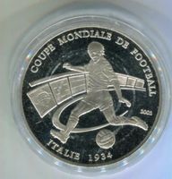 Silbermünze "Fussball WM 1934. 1000 Francs Benin". 999/1000