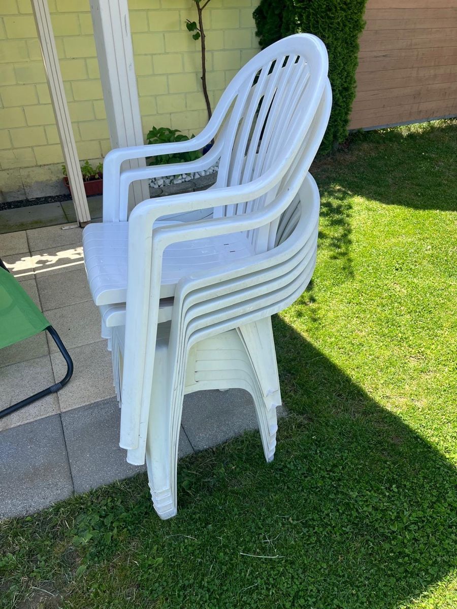 Sedie: Stapelbare Gartenstühle Weiss, 7 Stk. – Usato da Dulliken venduto da File 1