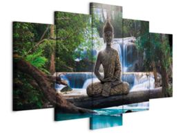 5-tlg Leinwandbild auf Keilrahmen – Buddha - 100x200cm XXL