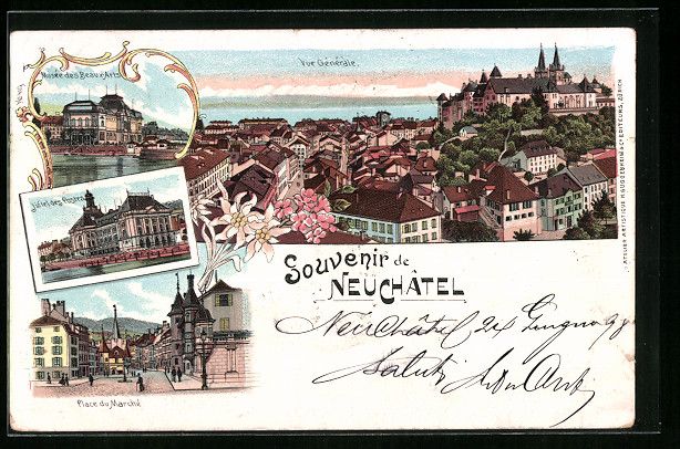 Cartoline postali: Litho Neuchatel, Musee des Beaux Arts, P – Usato da Berlin venduto da bartko-reher