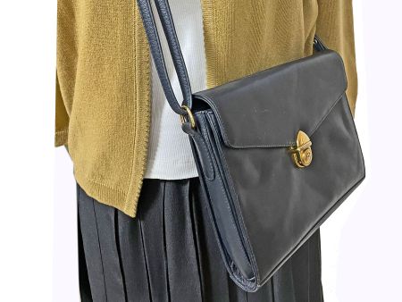 Tasche Umhängetasche dunkelblau Leder Maestro VINTAGE 1970s