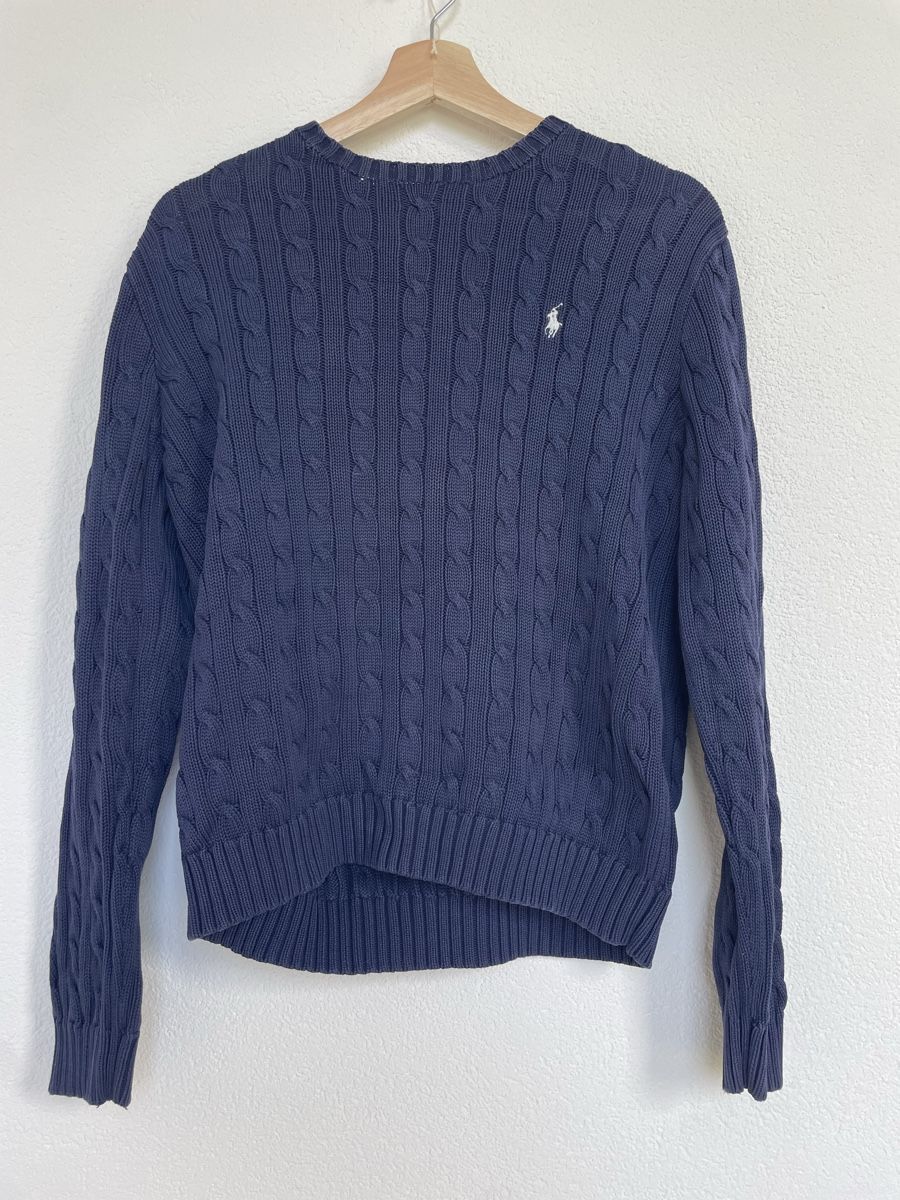Polo Ralph Lauren Pullover & Sweatshirts: Ralph Lauren Pullover dunkelblau Zopfmuster Grösse S  – Gebraucht aus Pignia von lot_2bw2